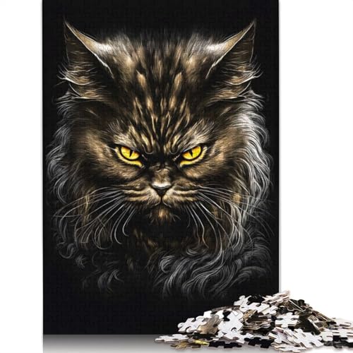 520-teiliges Puzzle für Erwachsene, Pluffy Cat, Schwarz-Gold, quadratisches Holzpuzzle für Erwachsene, Lernspiel, Herausforderungsspielzeug, 520 Teile (52 x 38 cm) von GQmoney
