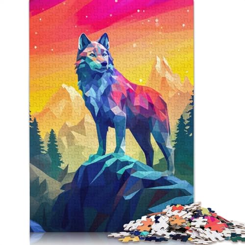 520-teiliges Puzzle für Erwachsene, Wolf Steht in den Bergen, Puzzle für Erwachsene, Holzpuzzle, Familienspiele, Weihnachts- und Geburtstagsgeschenke, 520 Teile (52 x 38 cm) von GQmoney