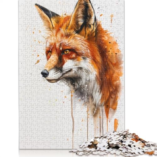 520-teiliges Puzzle für Erwachsene und Fuchs-Aquarell-Tier-Quadrat-Puzzle für Erwachsene, Holzpuzzle, Lernspiel für Erwachsene, 520 Teile (52 x 38 cm) von GQmoney