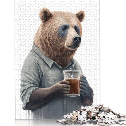 520-teiliges Puzzle für Erwachsene und Kaffeebär-Puzzles für Erwachsene und Holzpuzzles, Lernspiele für Erwachsene und 520 Teile (52 x 38 cm) von GQmoney