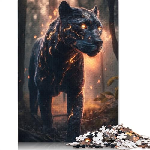 520-teiliges Puzzle für Erwachsene und leuchtender Donnerpanther, quadratisches Puzzle für Erwachsene, Holzpuzzle, Lernspiel für Erwachsene, 520 Teile (52 x 38 cm) von GQmoney