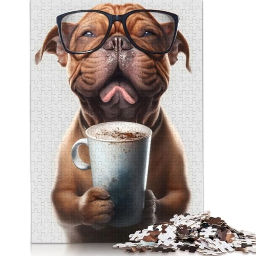 520-teiliges Puzzle für Erwachsene und süße Hunde- und Espresso-Puzzles für Erwachsene und Holzpuzzles, Lernspiele für Erwachsene und 520 Teile (52 x 38 cm) von GQmoney