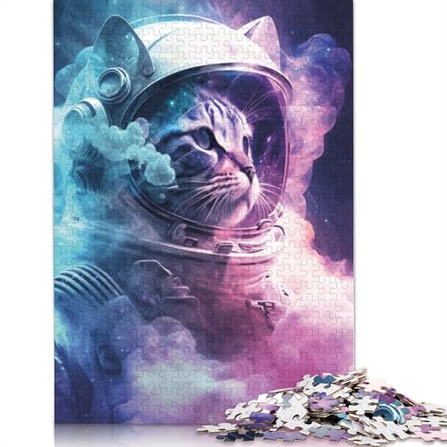 520-teiliges Puzzle mit Katzen-Astronautenmotiv für Erwachsene Teenager, Holzpuzzles für Teenager, Geschenke, Entspannungspuzzles, Spiele, 520 Stück (52 x 38 cm) von GQmoney