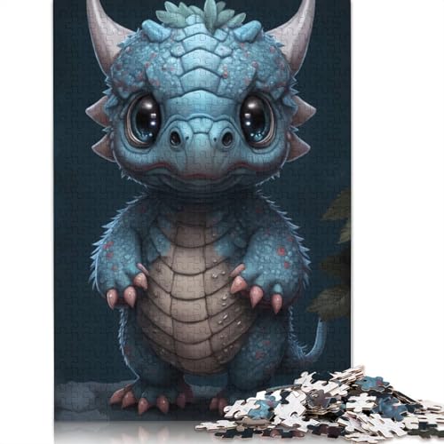 520-teiliges Puzzle mit blauem kleinen Drachen für Erwachsene und Teenager. Holzpuzzles, Familienaktivitätspuzzles, 520 Teile (52 x 38 cm) von GQmoney