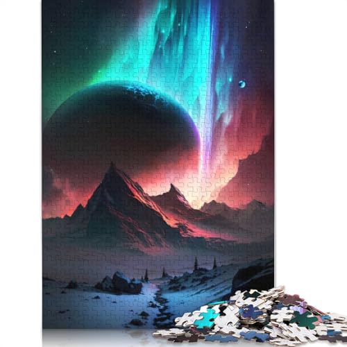 520-teiliges Puzzle mit kosmischer Berglandschaft für Erwachsene, Holzpuzzles für Erwachsene und Teenager, Familienunterhaltungsspielzeug, 520 Teile (52 x 38 cm) von GQmoney