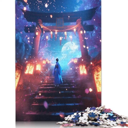 520-teiliges Puzzle mit mondbeleuchtetem Geisha-Torii-Tor, Geschenk für Erwachsene, Holzpuzzle für Erwachsene und Jugendliche, Lernspielzeug, 520 Teile (52 x 38 cm) von GQmoney
