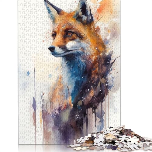520-teiliges Puzzlespiel, Fuchs-Aquarell-Puzzle für Erwachsene, Holzpuzzle, Lernspiel, Herausforderungsspielzeug, 520 Teile (52 x 38 cm) von GQmoney