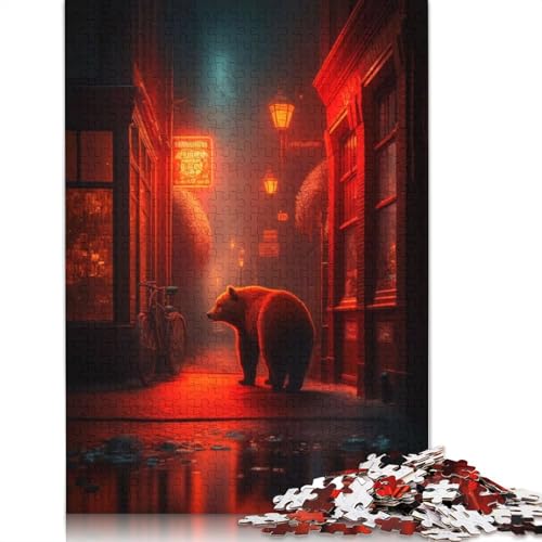 520-teiliges Puzzlespiel „Amsterdam Red Light Bear“, Puzzle für Erwachsene, Holzpuzzle, Lernspiel, Herausforderungsspielzeug, 520 Teile (52 x 38 cm) von GQmoney