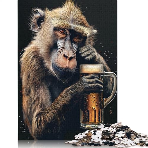 520-teiliges Puzzlespiel „Baboon Beer“, Puzzle für Erwachsene, Holzpuzzle, Lernspiel, Herausforderungsspielzeug, 520 Teile (52 x 38 cm) von GQmoney