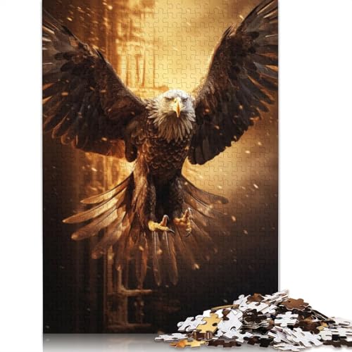 520-teiliges Puzzlespiel „Feuerflammen, Weißkopfseeadler, USA“, Puzzle für Erwachsene, Holzpuzzle, Lernspiel, Herausforderungsspielzeug, 520 Teile (52 x 38 cm) von GQmoney