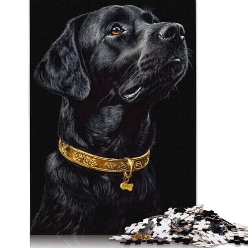 520-teiliges Puzzlespiel „Schwarz-Goldener Labrador“ für Erwachsene, Holzpuzzle, Lernspiel, Herausforderungsspielzeug, 520 Teile (52 x 38 cm) von GQmoney