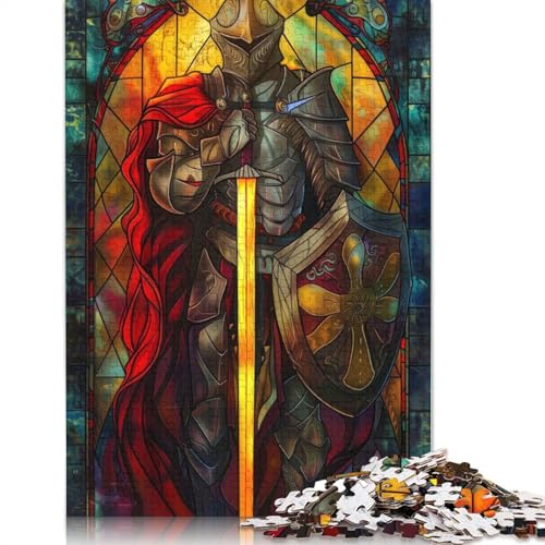 520-teiliges Ritter-Krieger-Buntglas-Puzzle für Erwachsene, schwieriges Holzpuzzle für Erwachsene und Jugendliche ab 12 Jahren, 520 Teile (52 x 38 cm) von GQmoney