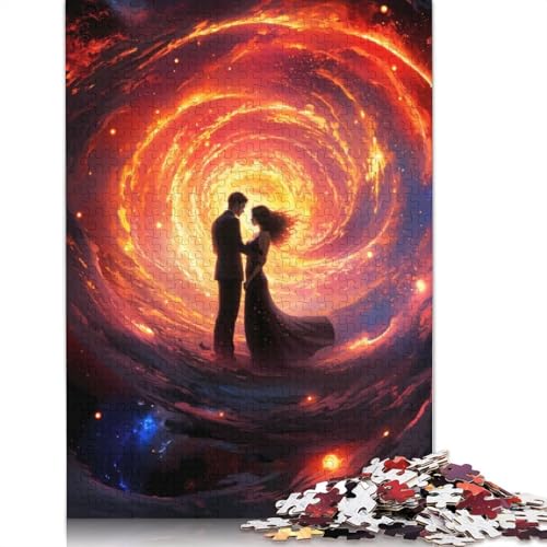 520-teiliges Schwarzes Loch-Hochzeits-Puzzle für Erwachsene und Teenager, Holzpuzzles für Teenager, Geschenke, Entspannungspuzzles, Spiele, 520 Stück (52 x 38 cm) von GQmoney