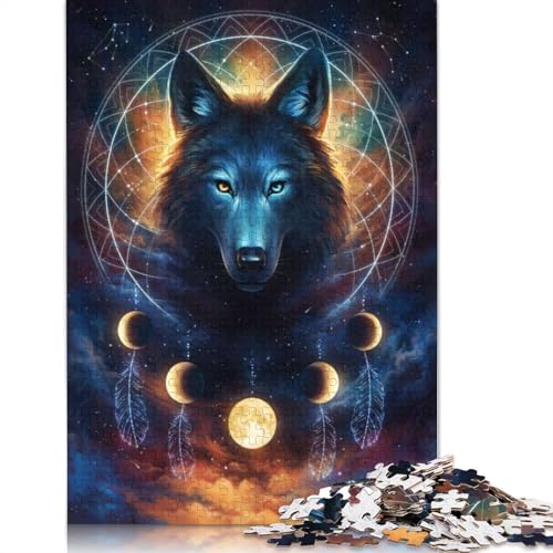 520-teiliges Traumfänger-Wolf-Puzzle für Erwachsene, Holzpuzzles für Erwachsene und Jugendliche ab 12 Jahren, 520 Teile (52 x 38 cm) von GQmoney