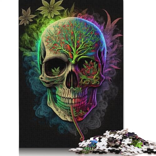 520-teiliges Weed-Totenkopf-Puzzle für Erwachsene, Puzzle für Erwachsene und Jugendliche, Lernspiel, 520 Teile (52 x 38 cm) von GQmoney