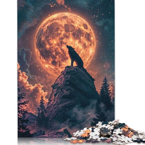520-teiliges Wolfs Lunar Serenade-Puzzle für Erwachsene Teenager, Holzpuzzles für Teenager, Geschenke, Entspannungspuzzles, Spiele, 520 Stück (52 x 38 cm) von GQmoney