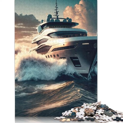 520-teiliges Yacht-Sonnenuntergang-Puzzle für Erwachsene, Holzpuzzles für Erwachsene und Jugendliche ab 12 Jahren, 520 Teile (52 x 38 cm) von GQmoney