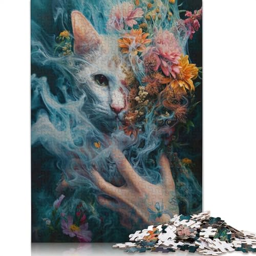 520-teiliges ätherisches Katzen-Puzzle für Erwachsene Teenager, Holzpuzzles für Teenager, Geschenke, Entspannungspuzzles, Spiele, 520 Stück (52 x 38 cm) von GQmoney