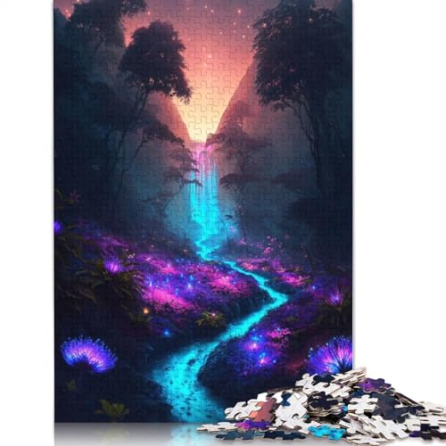 520-teiliges beleuchtetes Wald-Kaskaden-Puzzle für Erwachsene, schwierige Puzzles für Erwachsene, Lernspiel, Herausforderungsspielzeug, 520 Stück (52 x 38 cm) von GQmoney