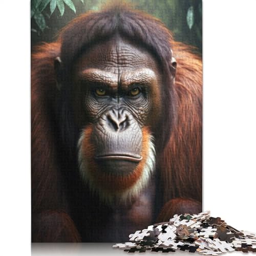 AFFE-Puzzle mit 1000 Teilen für Erwachsene und ab 18 Jahren – Familienaktivitäts-Puzzle, Lernspiele, schwierig und herausfordernd, 1000 Teile (38 x 26 cm) von GQmoney
