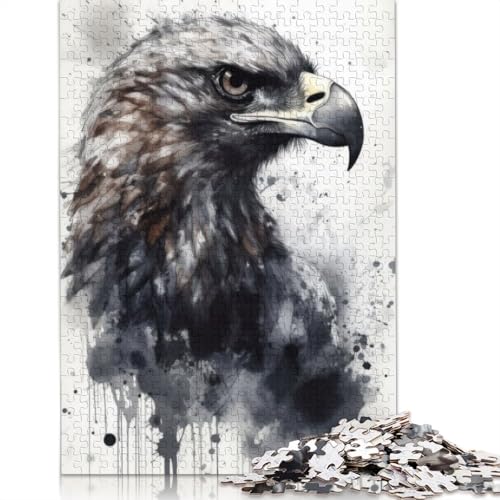 Adler-Schönheit, Schwarze Tinte, Puzzles für Erwachsene und Kinder, skurrile Herausforderung, Spielzeug, Lernspiel, Heimdekoration, Geschenke, 1000 Teile (75 x 50 cm) von GQmoney