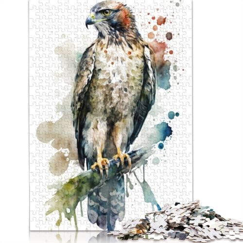Adler in Aquarell-Puzzles für Erwachsene und Kinder. Unmögliches Herausforderungsspielzeug, Lernspiel, Heimdekoration, ab 14 Jahren, 1000 Teile (75 x 50 cm) von GQmoney