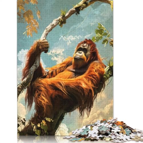 Affen-Puzzle, rechteckig, aus Pappe, Geschenk für Kinder ab 12 Jahren, 1000 Teile (75 x 50 cm) von GQmoney