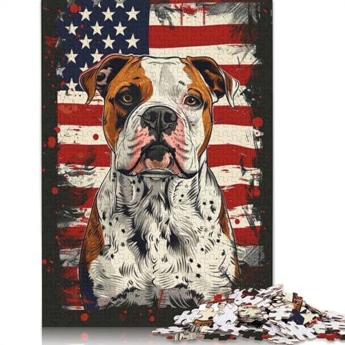 American Bulldog America 1000-teiliges Puzzle für Erwachsene, Spielzeug, Denkspiel, Lernspiel für Erwachsene, Stressabbau, Heimdekoration (75 x 50 cm) von GQmoney