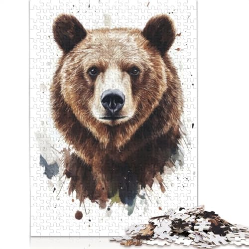 Aquarell-Bärenporträt-Puzzle für Erwachsene, Lernspiel, Puzzle-Geschenke für Kinder ab 12 Jahren, 520 Teile (52 x 38 cm) von GQmoney