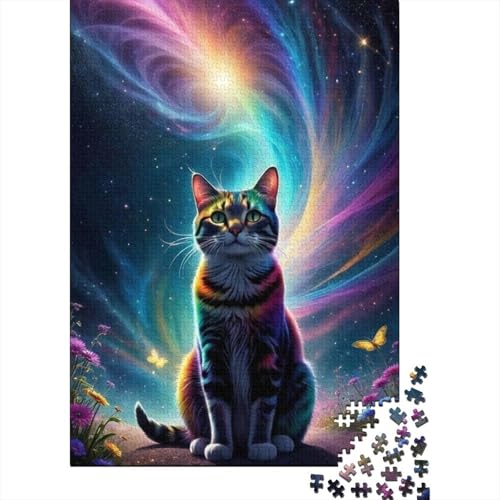 Art Animal Cat Puzzle Dekompressionsspielzeug, 100 Prozent recycelter Karton, Puzzle für Erwachsene, 1000 Teile (75 x 50 cm) von GQmoney
