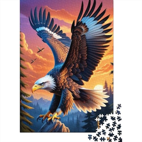 Art Animal Eagle Puzzle Dekompressionsspielzeug Rechteckiges Papierpuzzle für Kinder und Erwachsene ab 12 Jahren 1000 Teile (38 x 26 cm) von GQmoney