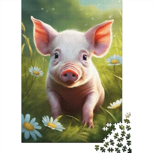 Art Animal Pig Puzzle Dekompressionsspielzeug, 100 Prozent recycelter Karton, Puzzle für Erwachsene, 1000 Teile (38 x 26 cm) von GQmoney