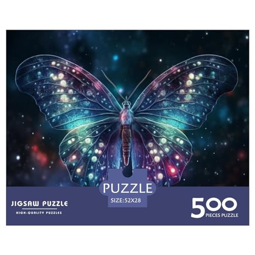 Art Star Schmetterlingspuzzle, 500 Teile, kreatives rechteckiges großes Familienpuzzlespiel, Kunstwerk für Erwachsene, Teenager, 500 Teile (52 x 38 cm) von GQmoney