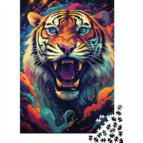 Art Tiger Puzzle, einzigartige Heimdekoration, 100% recycelter Karton, Puzzle für Erwachsene, 1000 Teile (38 x 26 cm) von GQmoney