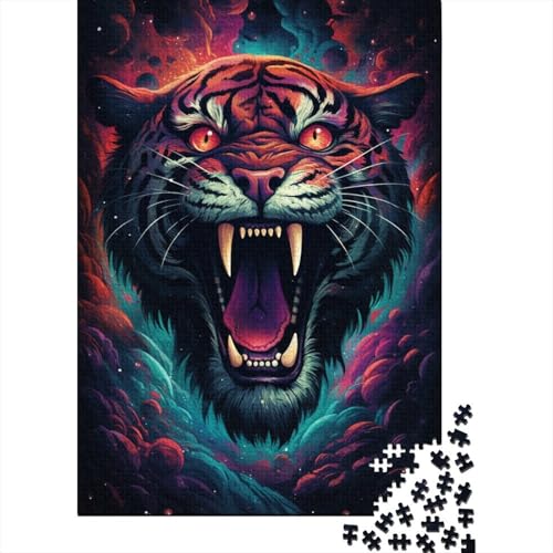 Art Tiger Puzzle, rechteckig, aus Pappe, 100% recyceltem Karton, Puzzle für Erwachsene, 1000 Teile (38 x 26 cm) von GQmoney