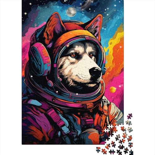Astronaut Husky Puzzle, Dekompressionsspielzeug, 100% recycelter Karton, Puzzle für Erwachsene, 1000 Teile (38 x 26 cm) von GQmoney