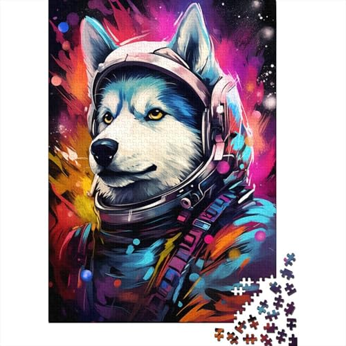 Astronauten-Husky-Puzzle, einzigartige Heimdekoration, 100% recycelter Karton, Puzzle für Erwachsene, 1000 Teile (38 x 26 cm) von GQmoney