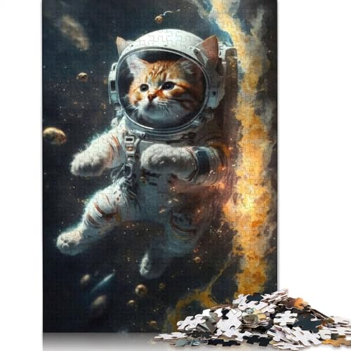 Astronauten-Weltraumkatze-Puzzle für Erwachsene und Kinder. 520 Teile. Tolles Geschenk. Herausforderungsspielzeug. Lernspiel. Heimdekorationsgeschenke. 520 Teile (52 x 38 cm) von GQmoney