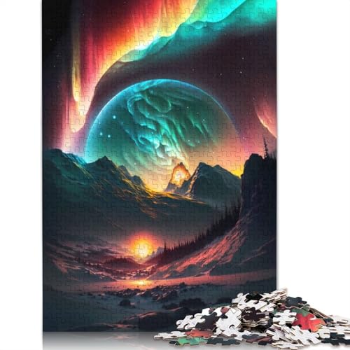 Aurora Borealis Planet Puzzles 520 Teile für Teenager Geschenke Holzpuzzle Erwachsenenpuzzle Familienspaß Puzzles 520 Stück (52x38cm) von GQmoney