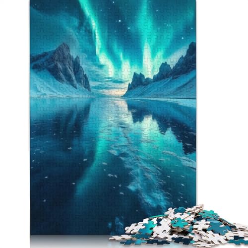 Aurora Borealis über Bergen Puzzle für Erwachsene, kreative Spiele, Puzzle-Geschenk für Jungen oder Mädchen, 520 Teile (52 x 38 cm) von GQmoney