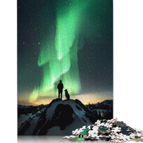 Aurora Night with My Dog Puzzle für Erwachsene, freundliche Materialien, schwierige Puzzles für Erwachsene und Teenager, 1000 Teile (75 x 50 cm) von GQmoney