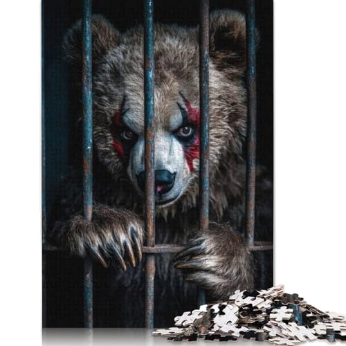 Bär im Käfig mit Kriegsbemalung, Puzzle für Erwachsene, 1500 Teile, 100% recycelte Holzplatte, Denksportaufgaben für Erwachsene, für Jungen oder Mädchen, 1500 Teile (85 x 57 cm) von GQmoney