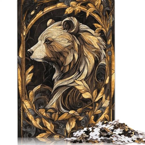 Bär in goldenen Reben, Puzzle für Erwachsene, 520 Teile, kreative Spiele, Puzzle, Geschenke für Männer, für Frauen, Männer, 520 Teile (52 x 38 cm) von GQmoney