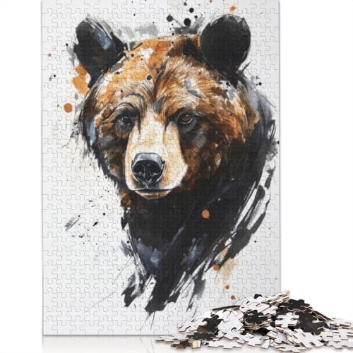 Bären-Aquarellmalerei-Puzzles für Erwachsene und Kinder. Tolle Geschenke, Herausforderungsspielzeug, Lernspiele, Heimdekorationsgeschenke, 1500 Teile (85 x 57 cm) von GQmoney