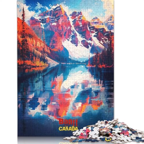Banff Art Poster, 520-teiliges Puzzle für Erwachsene, 100% recycelte Holzplatte, schwierige Puzzles für Frauen und Männer, 520 Teile (52 x 38 cm) von GQmoney