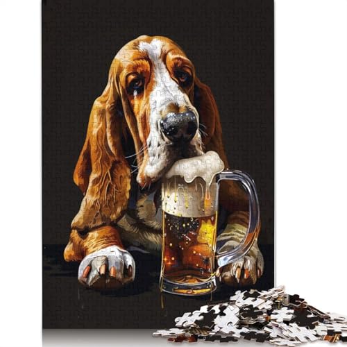 Basset Hound Beer 1000-teiliges Puzzle für Erwachsene | | Familienspaß-Puzzles für Erwachsene, Geschenke, Denkspiele, 1000 Teile (38 x 26 cm) von GQmoney