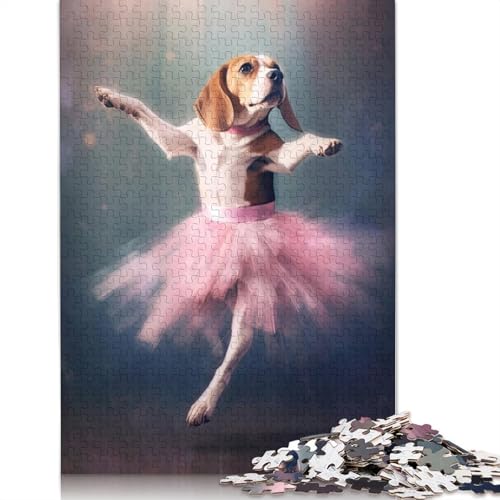 Beagle-Ballerina-Puzzle für Erwachsene und Kinder. Unmögliches Herausforderungsspielzeug, Lernspiel, Heimdekoration, ab 14 Jahren, 1000 Teile (75 x 50 cm) von GQmoney