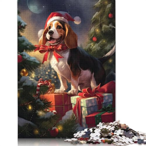 Beagle-Weihnachtspuzzle für Erwachsene und Kinder. Tolles Geschenk, Herausforderungsspielzeug, Lernspiel, Heimdekoration, ab 14 Jahren, 1000 Teile (75 x 50 cm) von GQmoney