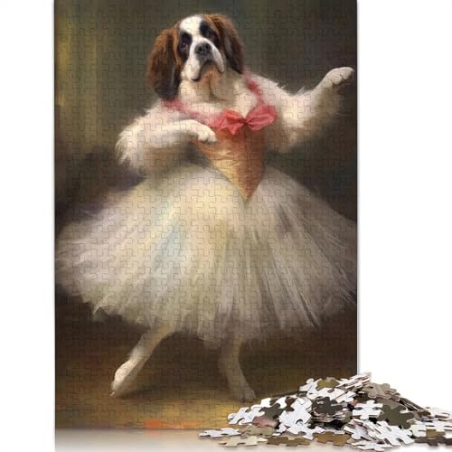 Bernhardiner-Ballerina-Puzzle für Erwachsene und Kinder. Tolles Geschenk, Herausforderungsspielzeug, Lernspiel, Heimdekoration, 520 Teile (52 x 38 cm) von GQmoney