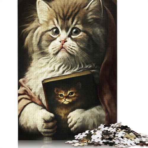 Bibelkatze, 1000-teiliges Puzzle für Erwachsene ab 18 Jahren – Familienaktivität, Puzzle, Lernspiele, schwierig und herausfordernd (38 x 26 cm) von GQmoney